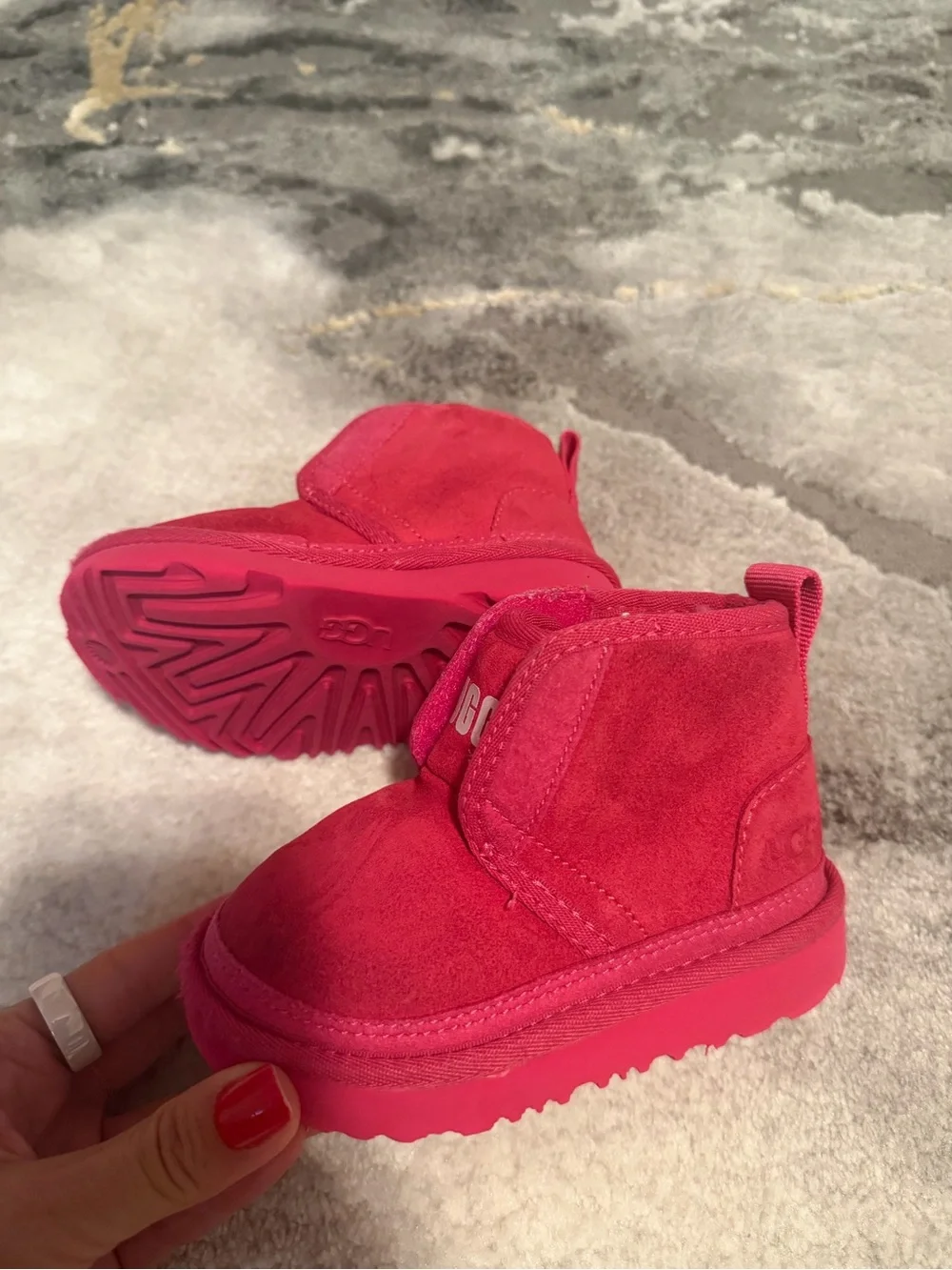 UGG Kids Hot Pink Suede Booties